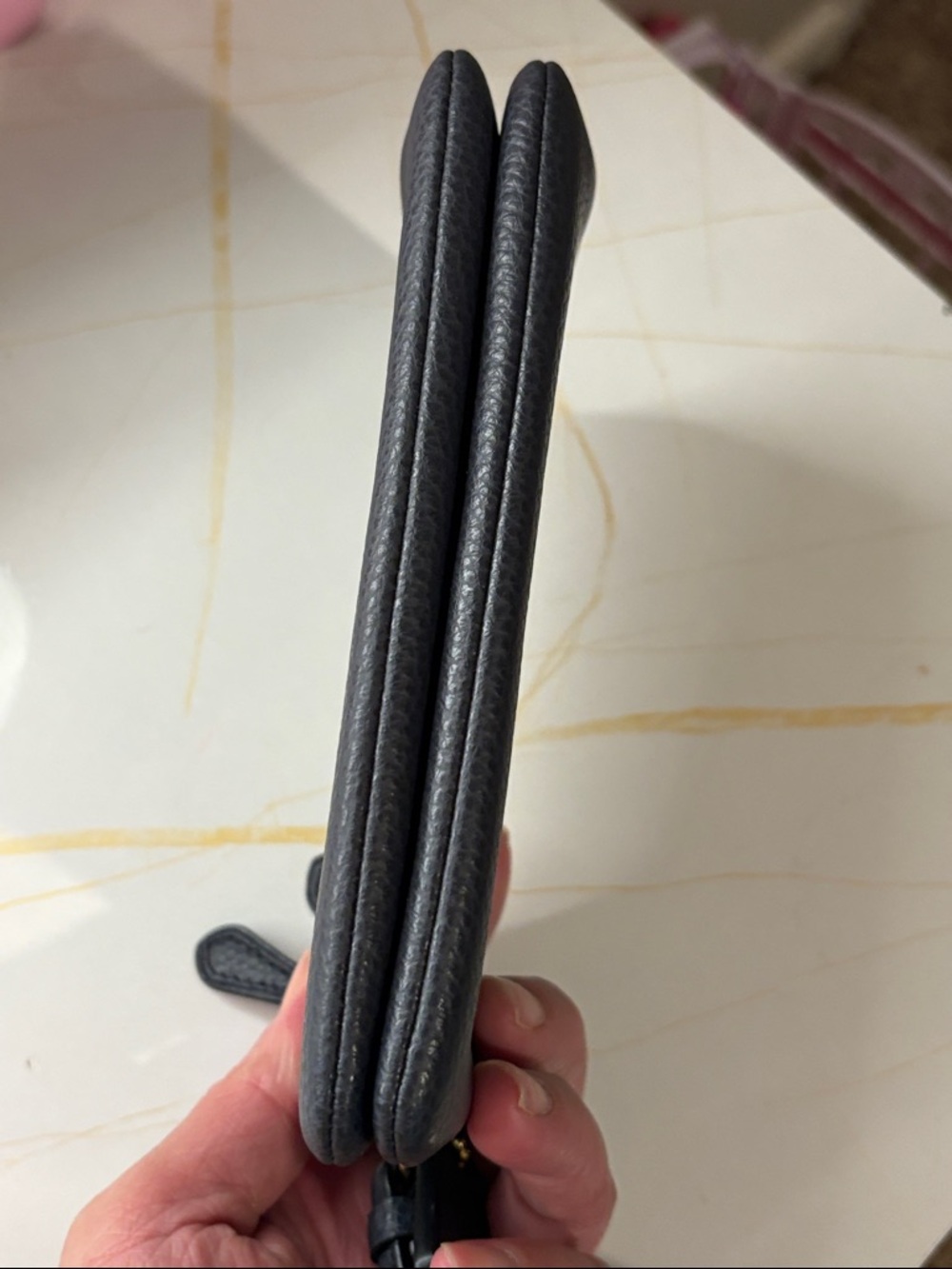Coach Black Pebbled Leather Wristlet with Gold Logo - Picture 8 of 13